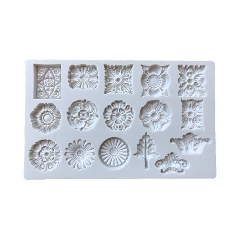 Serie de joyería europea Molde de chocolate con gemas en relieve retro Molde de silicona para pastel de fondant hueco tallado