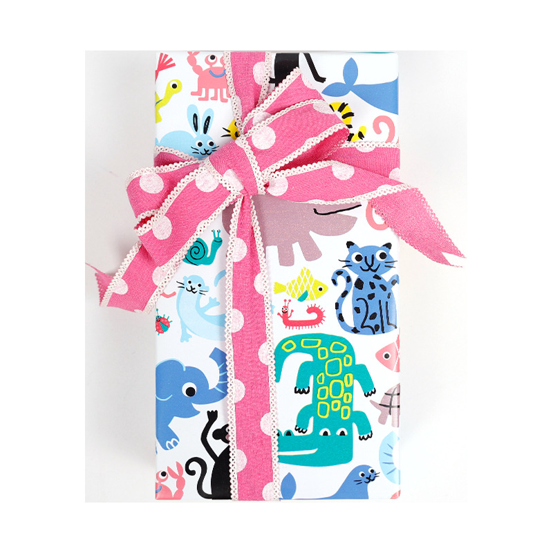 Amazon venta caliente dibujos animados Feliz cumpleaños enrollamiento de regalos de papel de embalaje set globos para niños regalos patrón al por mayor