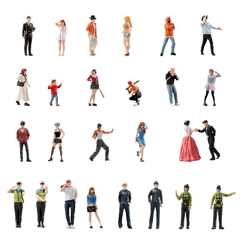 1:64 Miniature Photography Exquisite Colorful Figurine Realistic Resin Doll Collection Sand Table Model Three-Dimensional Finished Ornament