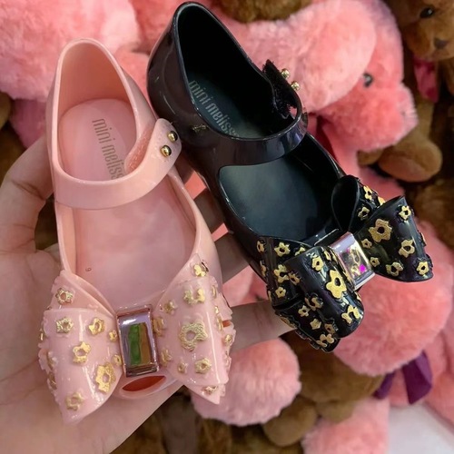 Brazilian Melissa 2024 new summer children's sandals bow princess shoes fish mouth girls soft bottom jelly shoes