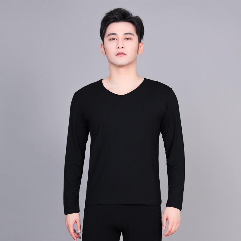 03 black v-neck long sleeve