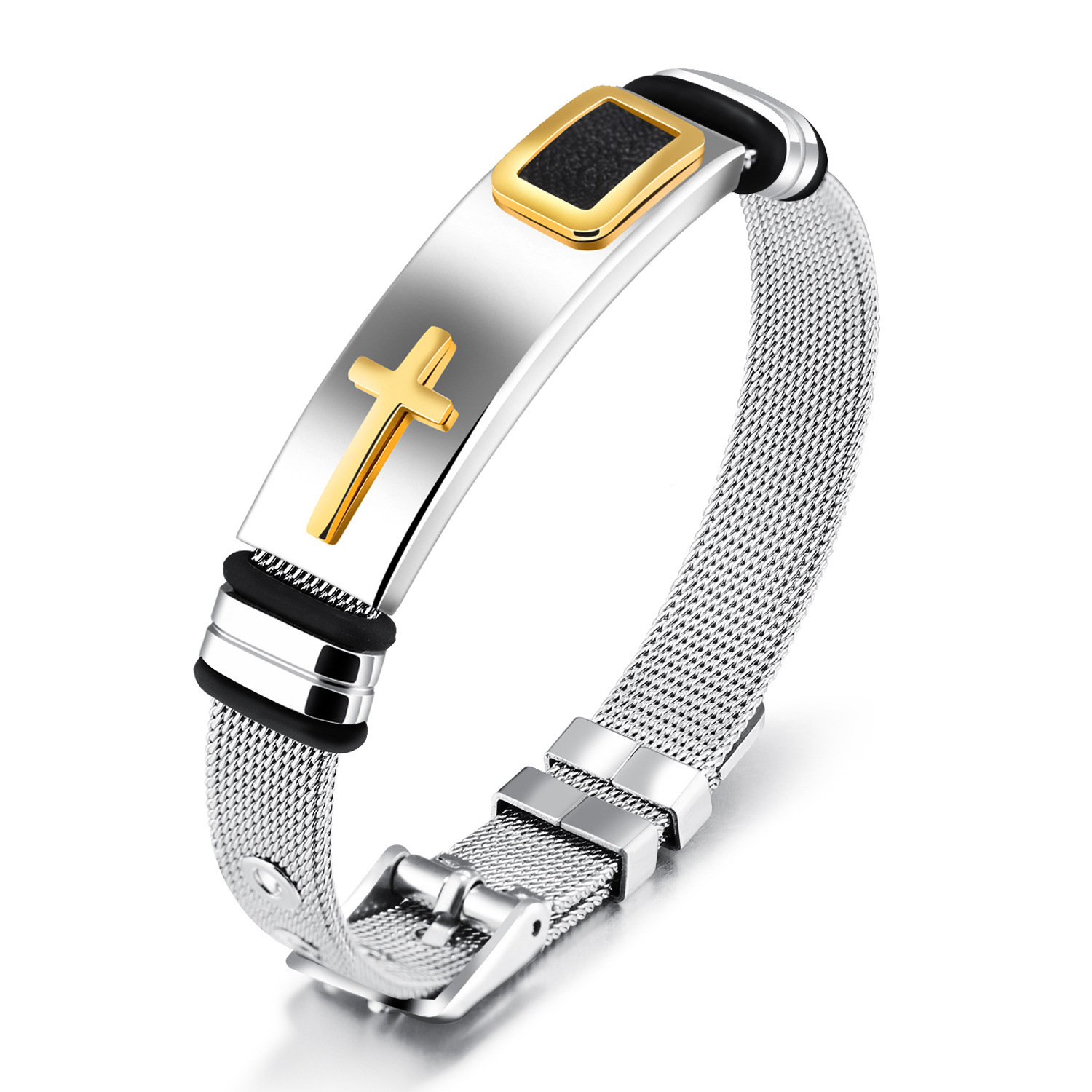 Hot-selling titanium steel mesh belt bracelet bracelet cross men's bracelet bracelet_voghion.com