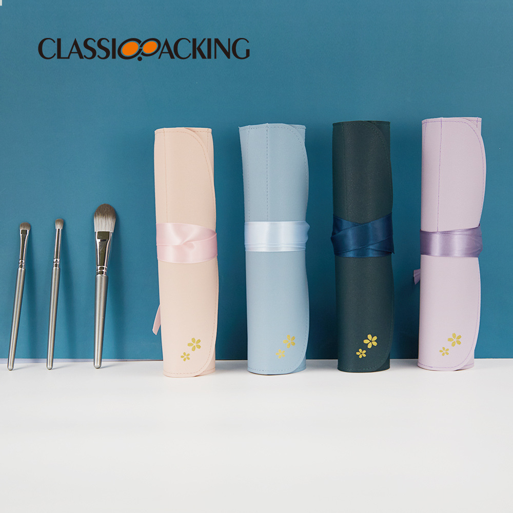 Bolsa de cepillo de maquillaje estilo ins japonesa, impermeable, cepillo de cejas portátil, cepillo de sombra de ojos, bolsa de rollo de cepillo de polvo suelto, bolsa de maquillaje simple