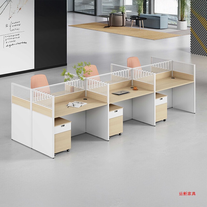 Modern Minimalist Partitioned Workstation Desk Set for 4 People, Panel-Style Office Desk for 8 People, Staff Computer Desk Wholesale