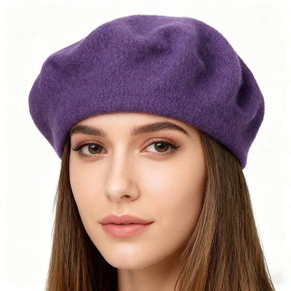 fashionable solid color woolen winter universal beret
