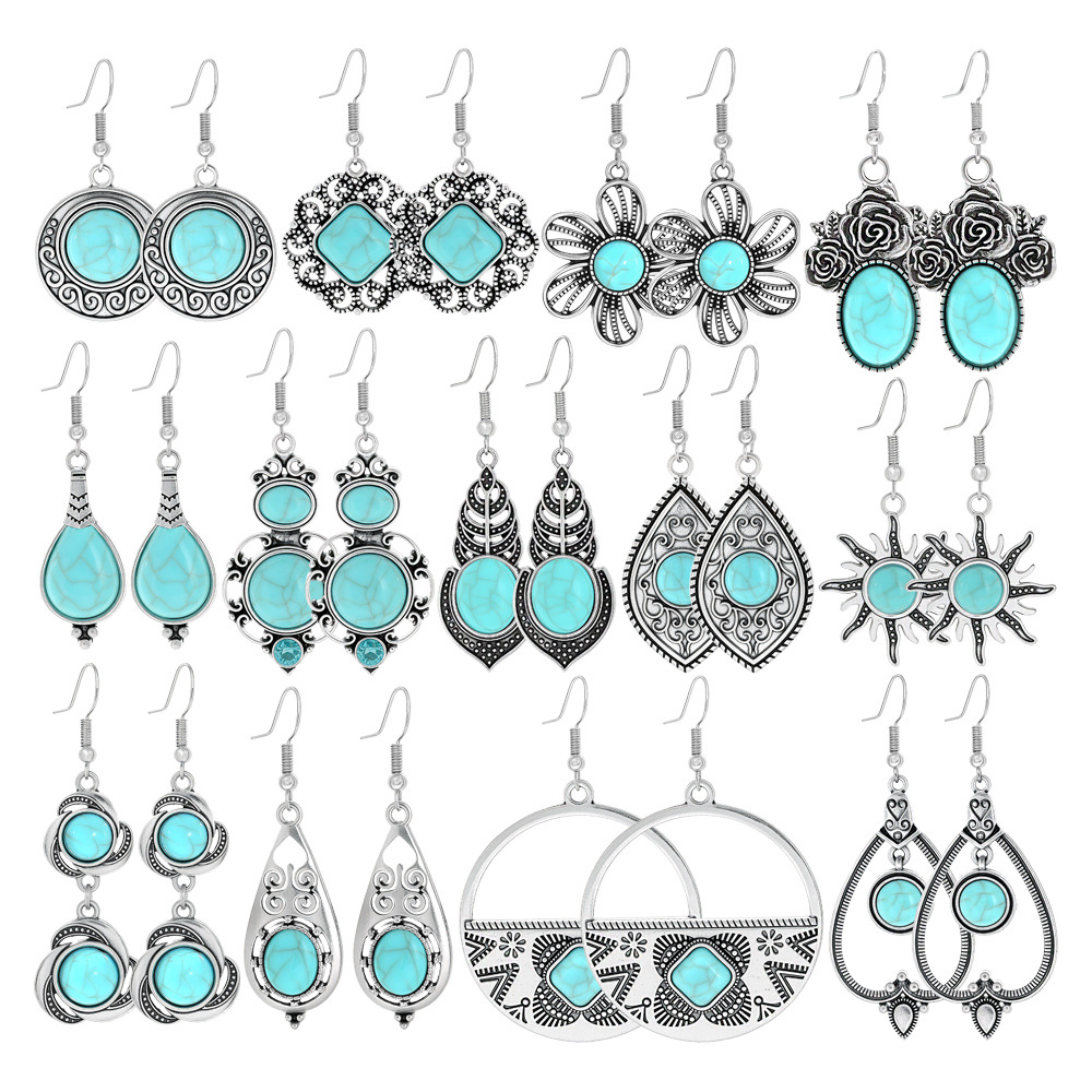 Cross-Border Hot-Selling Bohemian Style Earring Set, European and American Popular Antique-Style Earrings, Amazon Jewelry Manufacturer Wholesale