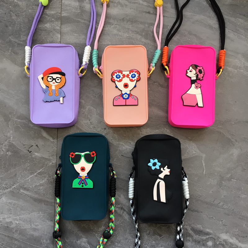 Silikon-Handytasche, Cartoon-Umhängetasche, tragbare Geldbörse, niedliche Mini-Schultertasche für Schülerinnen, Stress-Relief-Bubble-Tasche