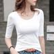 White Mid-Sleeve T-Shirt Women's Slim-Fit Pure Cotton Half-Sleeve Inner New Style Small Shirt Western Style Base-Layer Shirt Seven-Sleeve Top