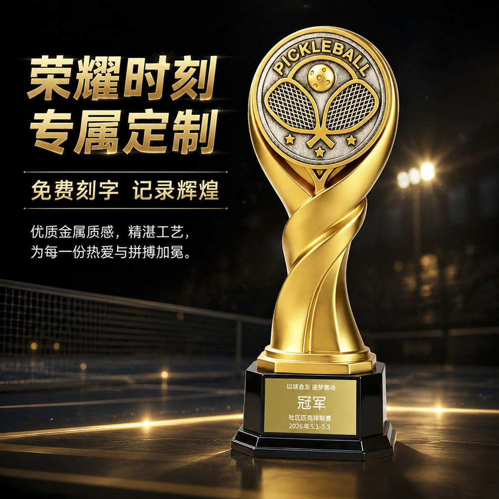 Nuevo campeón de trofeo de resina Pickleball Vietnam Hot Sale Pickleball personalizado creativo deportes estudiantiles