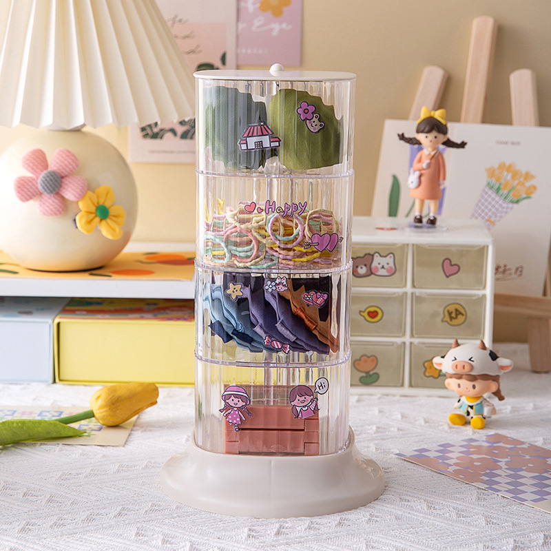 Caja de almacenamiento de soplo de huevo de belleza 4 capas giratoria a prueba de polvo transparente escritorio polvo suelto polvo de miel maquillaje algodón almacenamiento transpirable