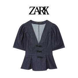 ZARK 欧美新款短裙式下摆绳结扣衬衫 跨境外贸女装批发 2832576