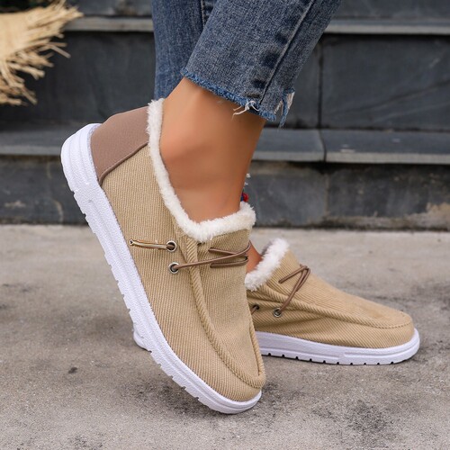 Women's New European and American Low-Top Cotton Shoes, Wide Size, Lace-Up, Warm, Short, Casual Single Shoes