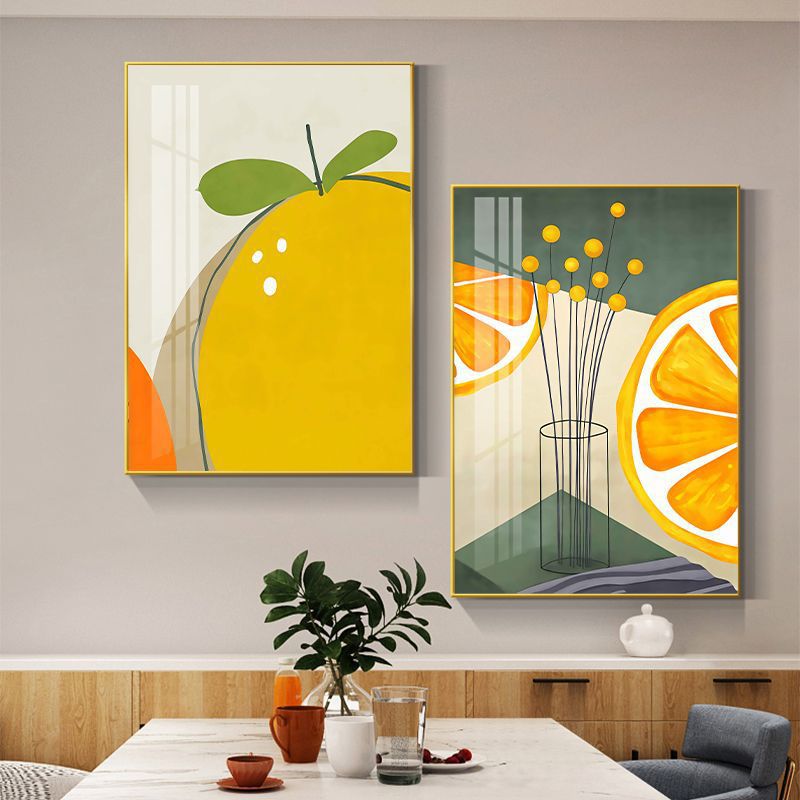 Pintura decorativa de comedor simple mesa de comedor cuelga pinturas de porcelana de cristal de fondo pinturas murales sin perforación