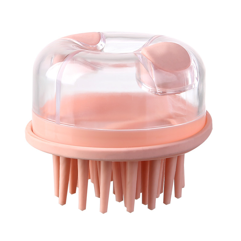 Cepillo de masaje de doble cuero cabelludo líquido cepillo de lavado de cabello doméstico puede presionar líquido cepillo de limpieza de cabello cubierta transparente cepillo de silicona