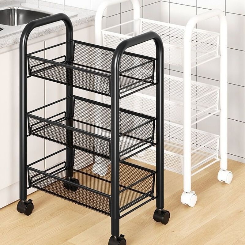 Small trolley storage rack, floor-standing multi-layer kitchen mobile cabinet storage rack, snack and baby product storage rack wholesale
