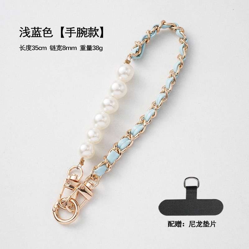 珍珠手机链穿皮手腕带短款电话挂绳创意手机挂链替换手机挂绳女款|undefined