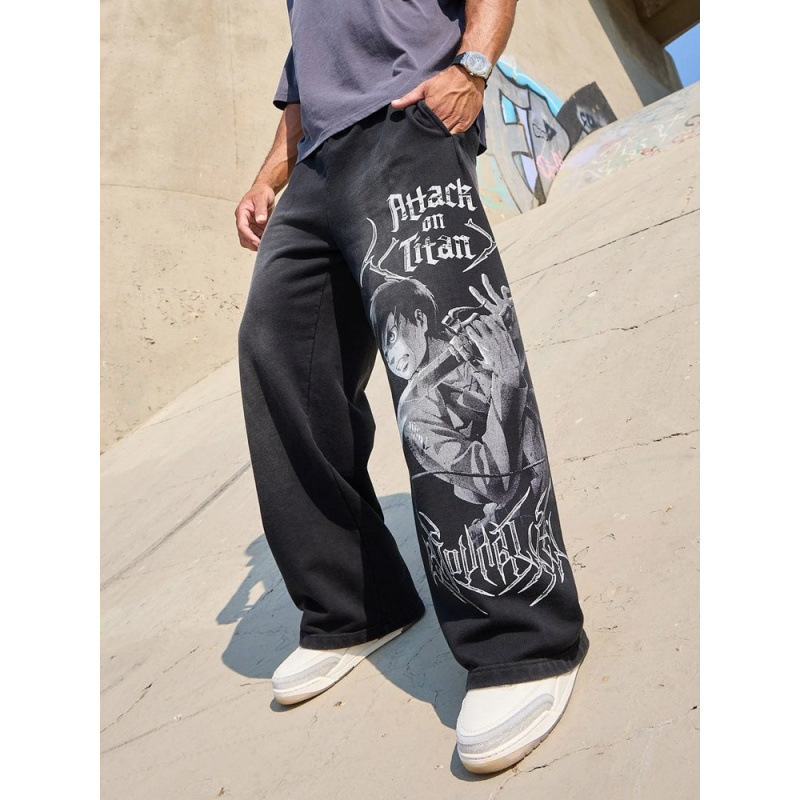 American Youngla Co-Branded Anime Attack on Titan Jogger Air Layer 3D Printed Wide-Leg Pants
