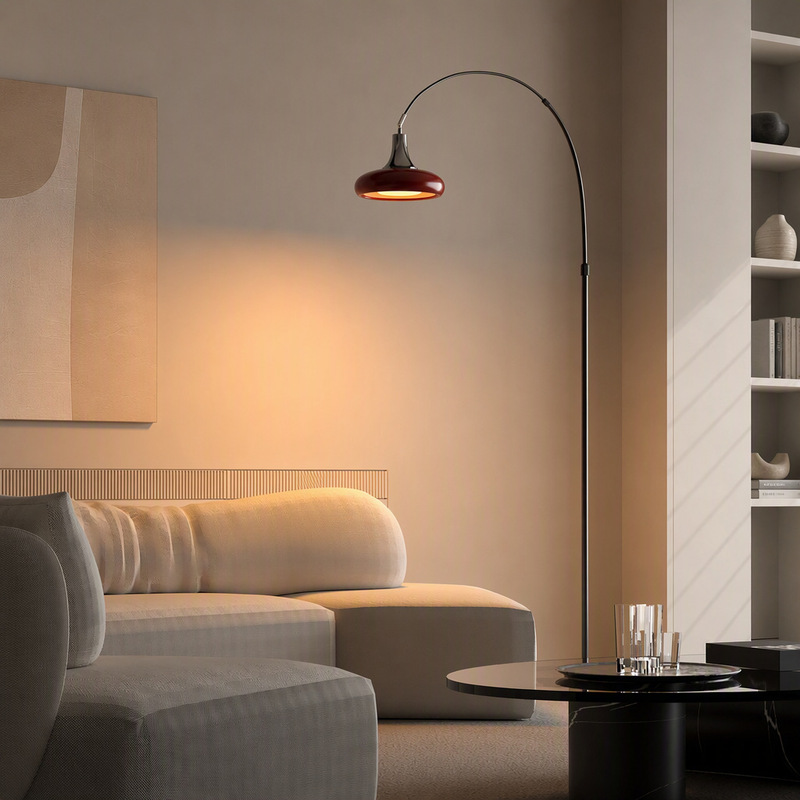 Yutian Light French-Style Cream Red Floor Lamp for Living Room, Bedroom, Study, Eye-Protection Reading Lamp, Artistic Decorative Fishing Lamp