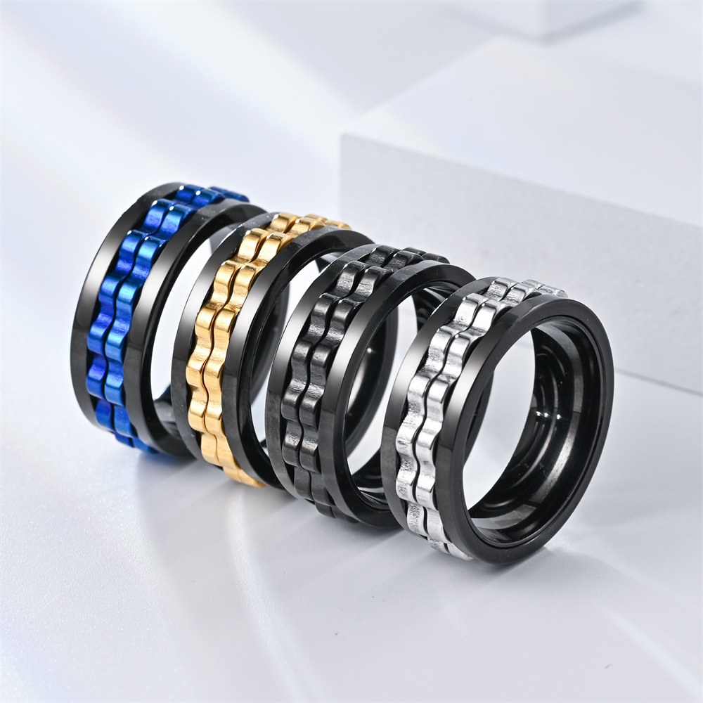 Simple Style Geometric Stainless Steel Plating Unisex Anxiety Ring display picture 10