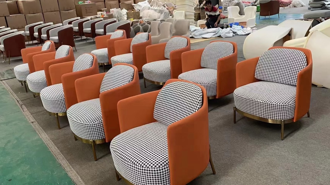 北欧轻奢休闲椅沙发椅单椅沙发网红休闲沙发设计师千鸟格单人沙发