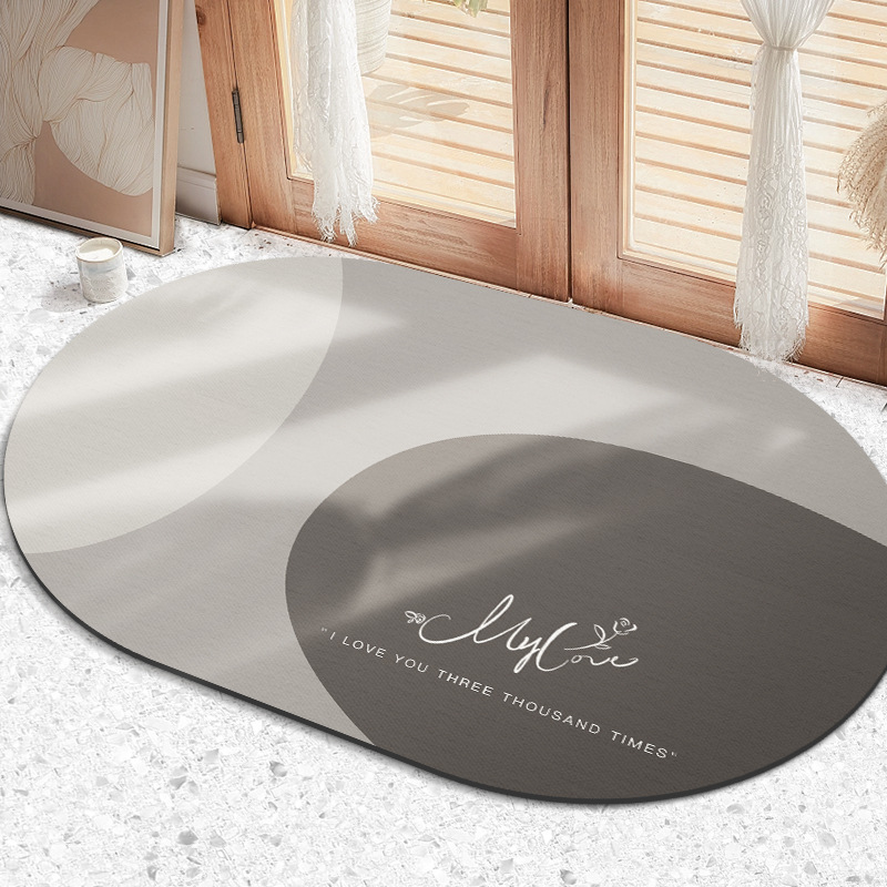 Nórdico simple diatomea barro suave baño Baño absorbente de secado rápido pie estera de piso oval estera puerta de entrada