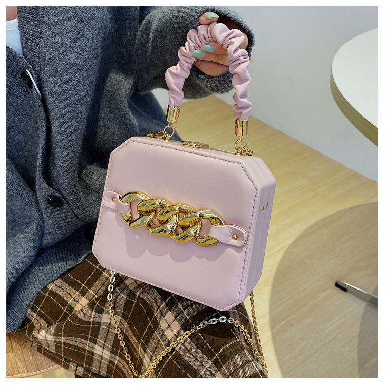 Acrylic Chain Bag 2021 Winter New Box Bag Pleated Portable Small Square Bag Shoulder Crossbody Cosmetic Bag display picture 34