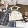 Ethnic summer children's set, retro summer clothing girl's with tassels, ethnic style, children's clothing, lifting effect