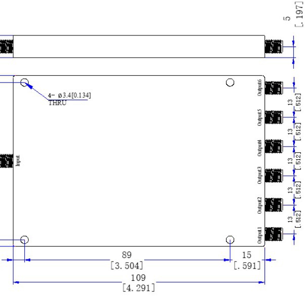 SMA头2000-18000M高频射频宽带六功分功率一分六分配合路器2-18G