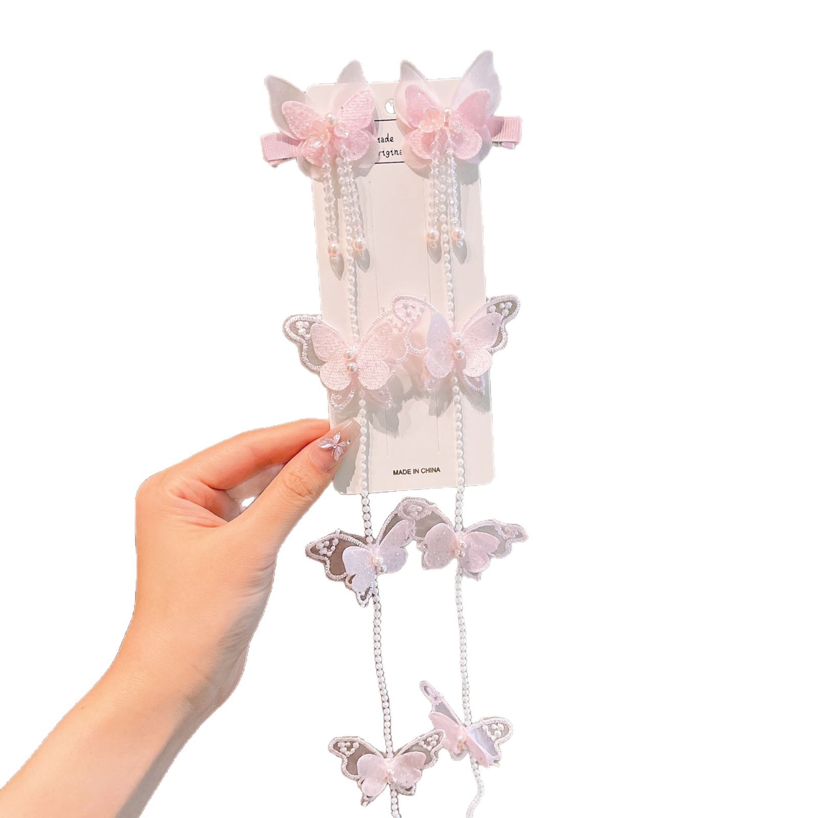 Explosiones de mariposa para el cabello de princesa infantil primavera mariposa de hadas perlas trenzadas brocas de cabello primavera nuevo estilo antiguo