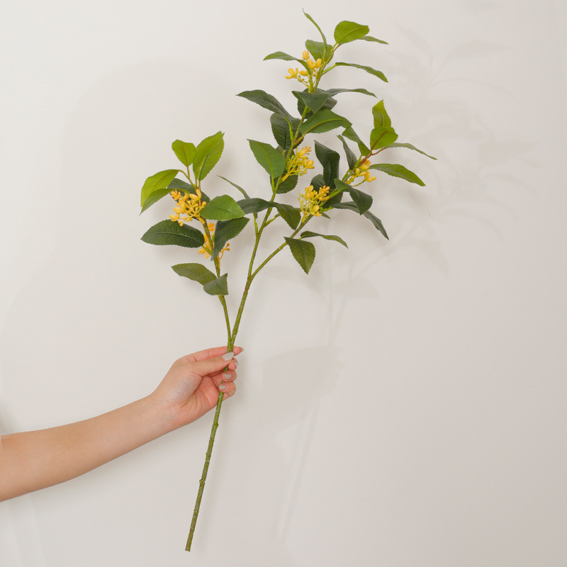 仿真花桂花单枝桂花树九里香桂花叶手感胶片造景装饰植物家居叶子|undefined