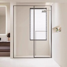 日丰一字型淋浴房平开门玻璃隔断卫生间干湿分离浴室玻璃门家用