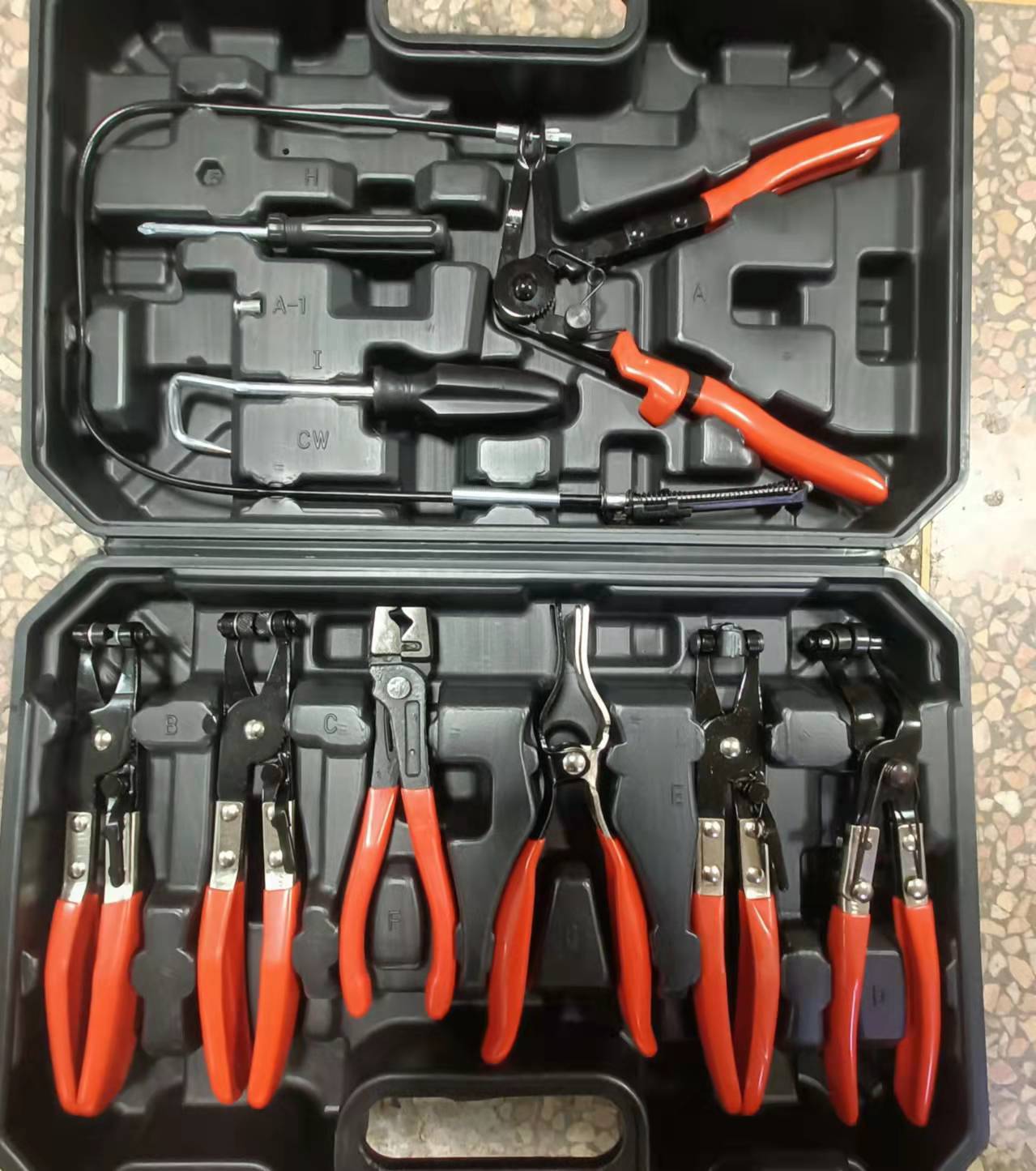 厂家批发汽车管束钳工具9PC管束钳卡钳直型喉式卡扣钳卡箍钳子