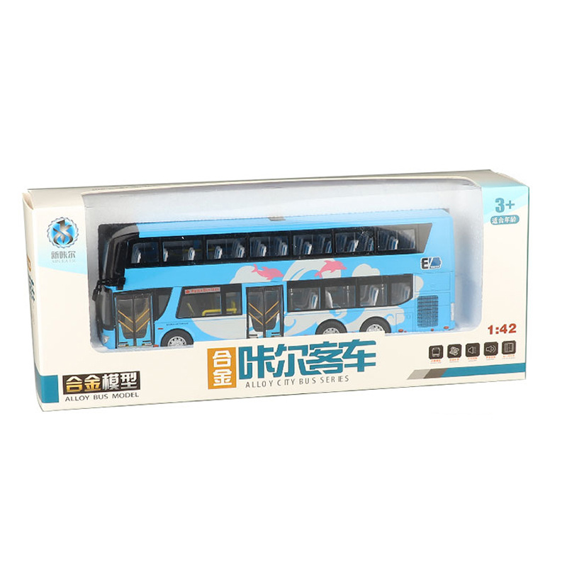 대형 카르 이층 버스 1:42 도시 관광 버스 버스 시뮬레이션 자동차 모델 장식