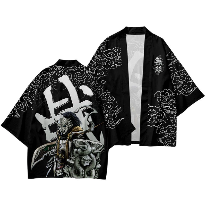 Новинка 2023, национальный тренд, национальный стиль, Харадзюку, ретро-кардиган, кимоно, японский стиль, Hundred Ghost Night Walk, тканый плащ с перьями Asura для мужчин
