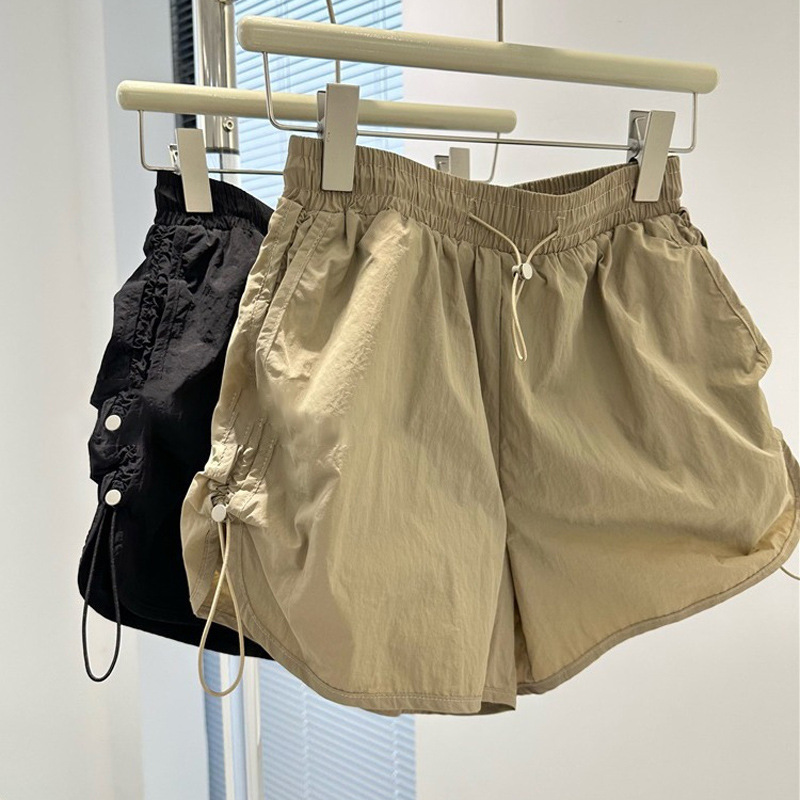 Foreign Trade Solid Color American Style Loose Waist Work Shorts Women's Summer A- line Wide-leg Casual Pants plus size Loose Shorts