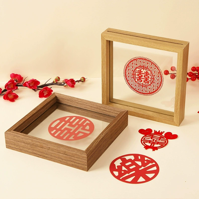 Креативная двухсторонняя прозрачная стеклянная праздничная мезонинная бумага, вырезанная из свадебного стола, фоторамка, образец растения 6-дюймовая фоторамка оптом