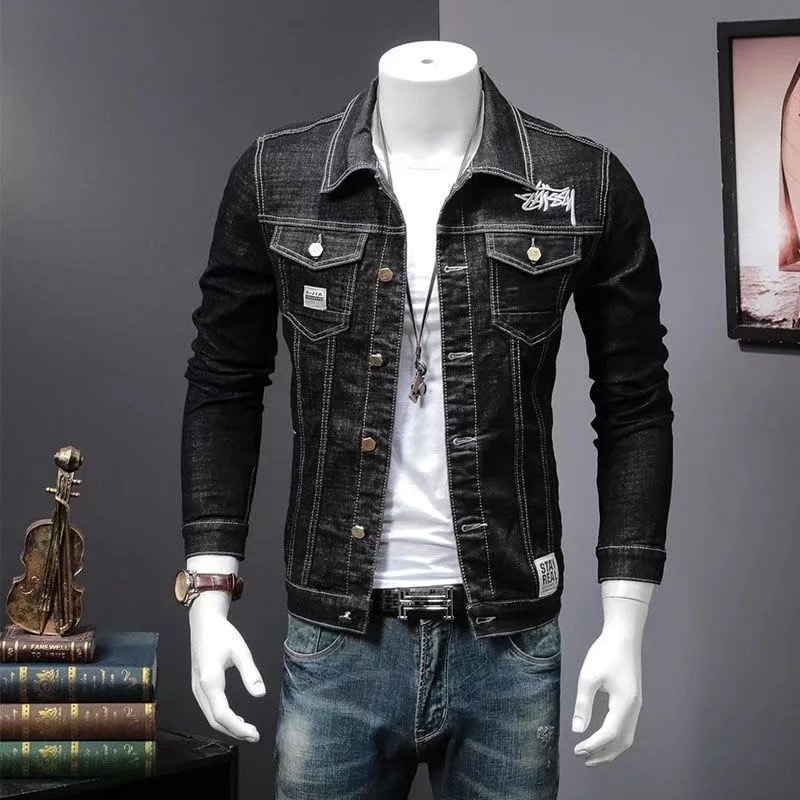 Estación Europea ropa de trabajo de mezclilla abrigo de primavera de los hombres de moda delgada y guapo chaqueta de moda de estilo japonés todo-juego ropa superior