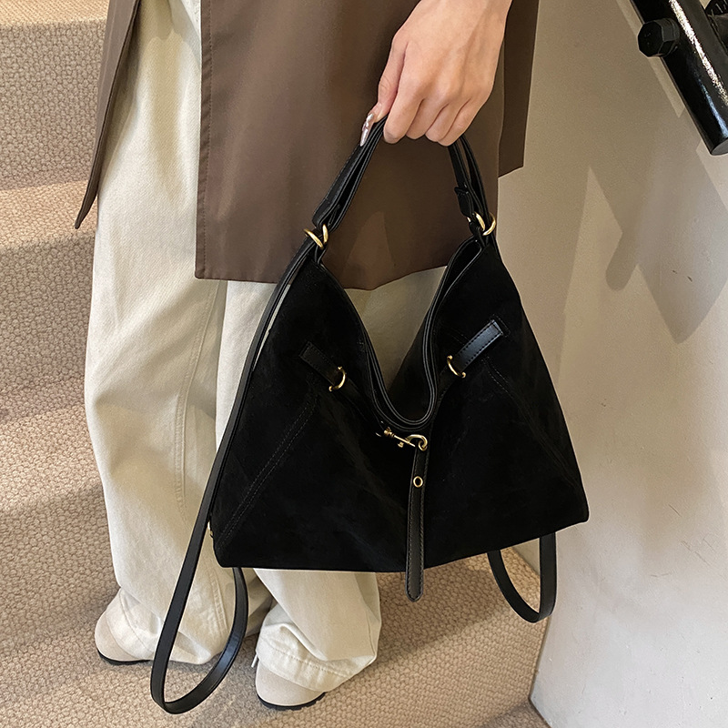 Suede Retro Minimalist Tote Bag - Large Capacity Multifunctional Backpack For Women, Commuting & Campus - Thumbnail 2
