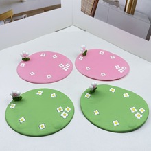 卡通新品花朵防滑垫 PVC软胶配饰 DIY汽车隔热耐杯垫中控台小摆件