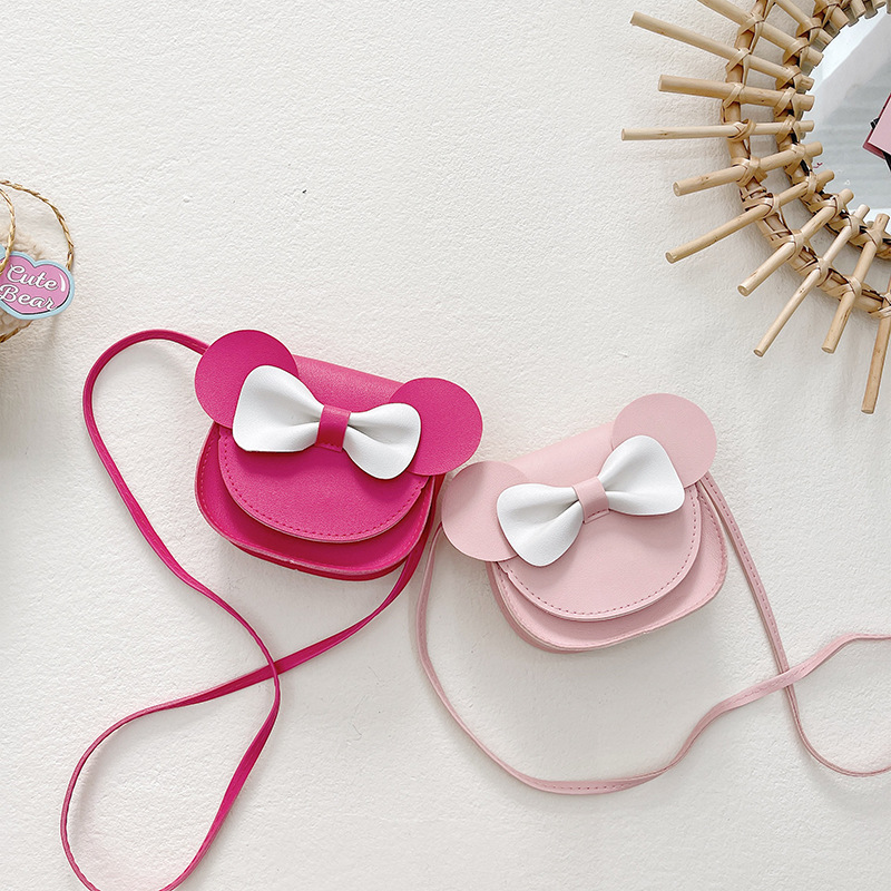 Korean Style Bow-Knot Kidsren's Bag 2026 Early Spring New Mickey Small Bag Cute Cartoon Bag Mini Crossbody Bag