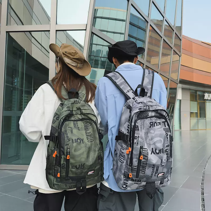 新款双肩包男大容量中学生书包女大学生潮酷电脑包百搭休闲旅行包