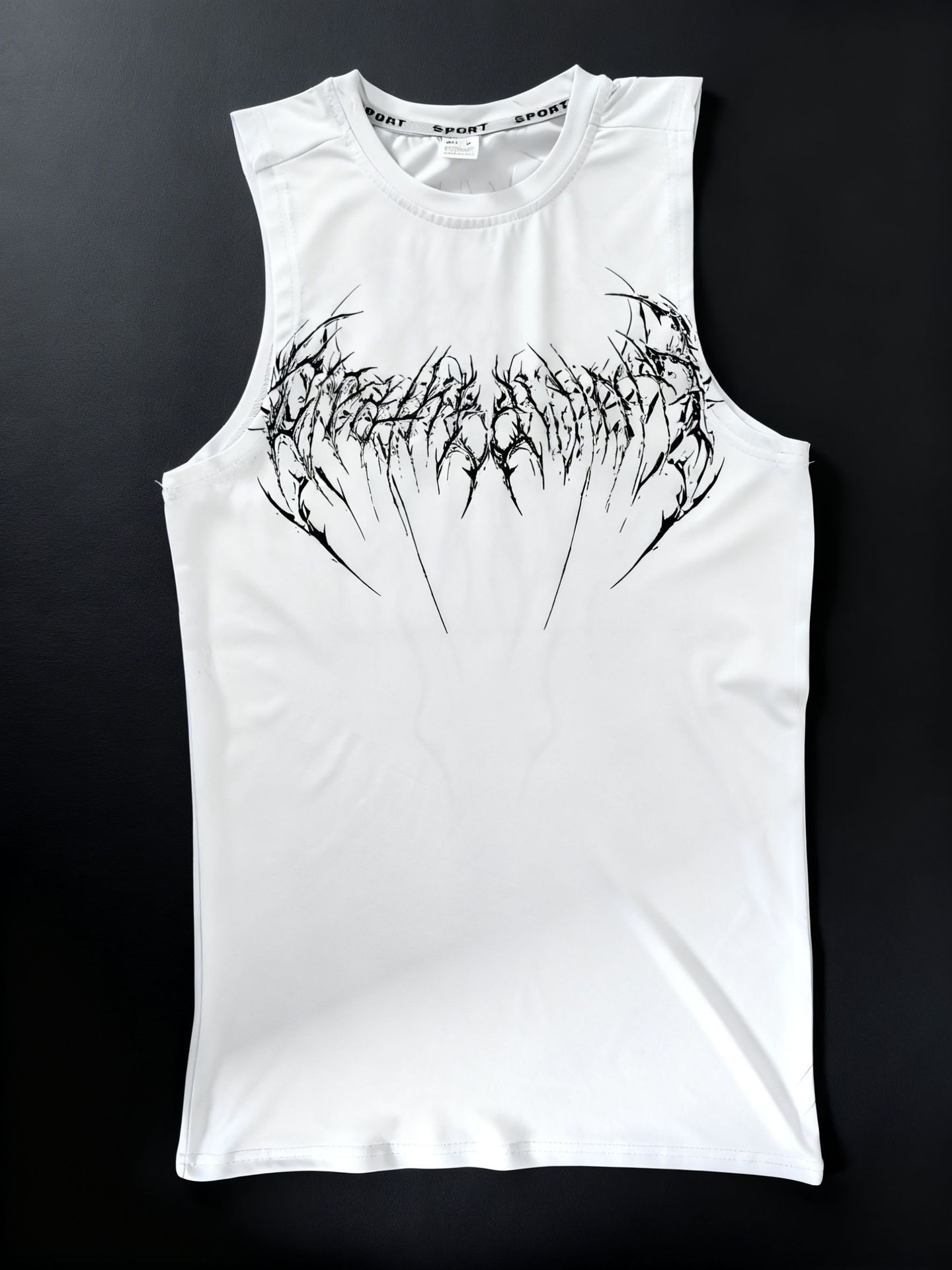 Men's Thorn Print Vest High Street Trendy Brand Sleeveless T-Shirt Quick Drying Fitness Tight Fitting Summer Top_viptrois.com