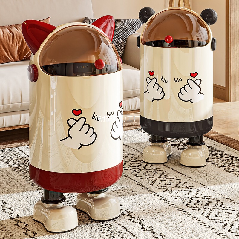 Cat Ear Trash Can, Fun Children's Household Trash Bin, Flip-Top Garbage Storage Bin, Cute Double Bin with Legs for the Living Room