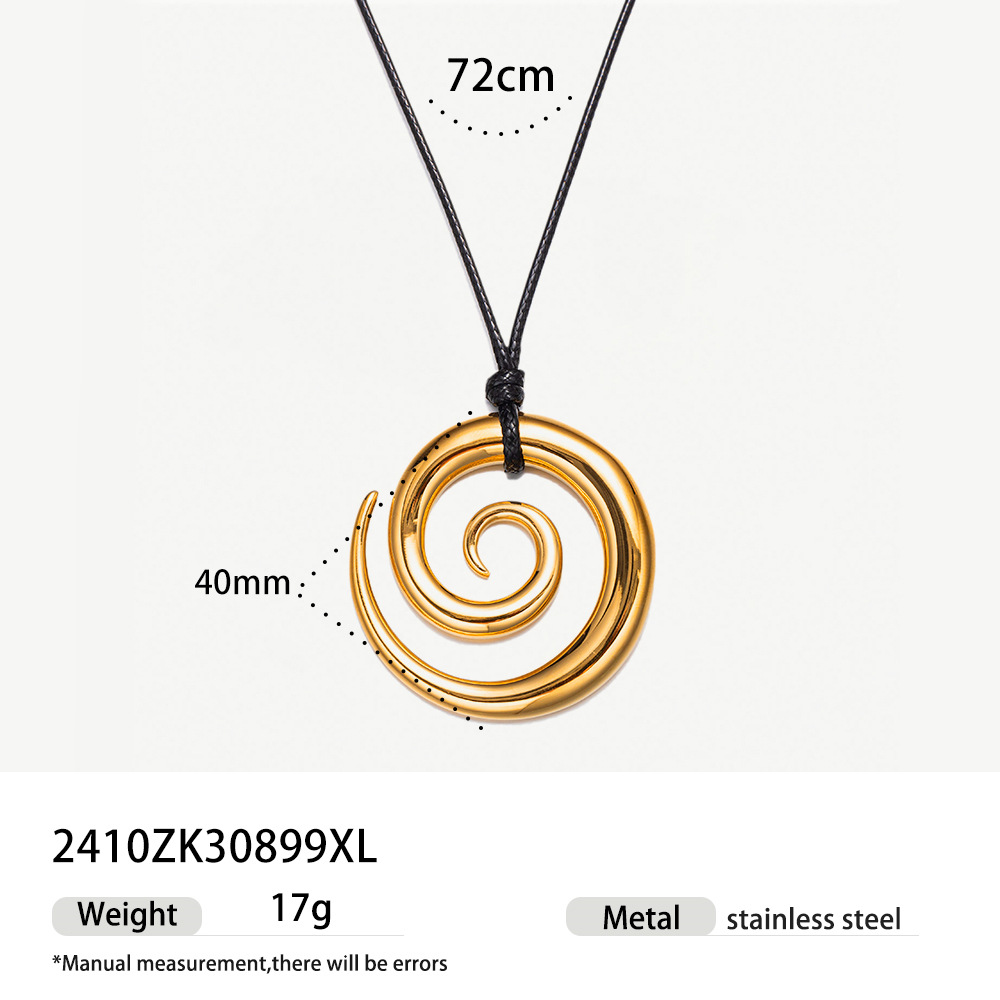 Europa y América transfronterizos círculo de acero inoxidable remolino collar de cuerda de titanio simple versátil otoño y invierno nueva cadena de suéter de acero de titanio image 8