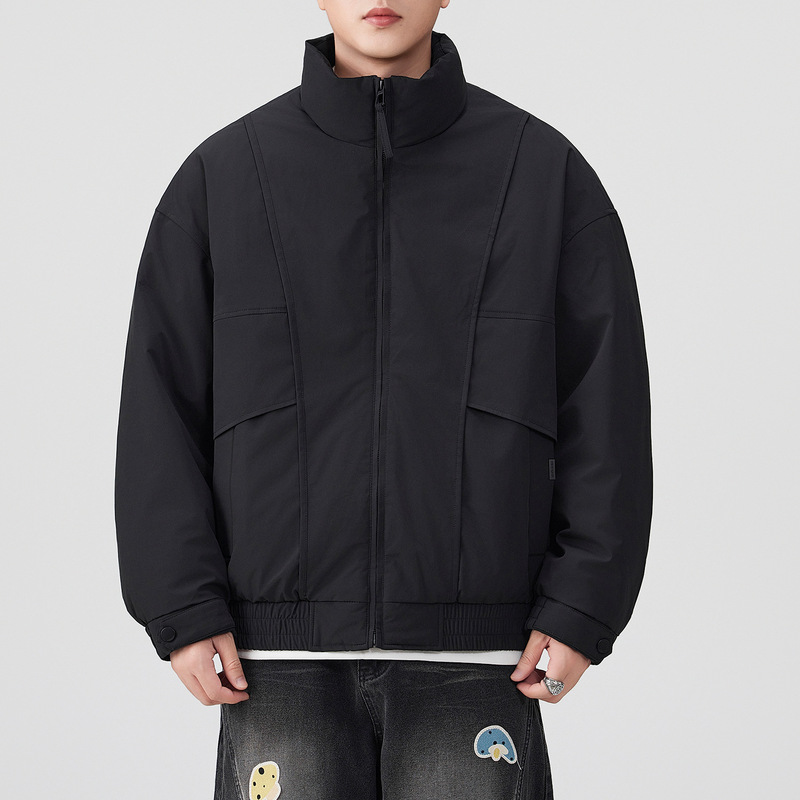 Black 90% Duck down Stand Collar down Jacket for Men, Winter 2026 New Style Warm Coat, Loose Bomber Jacket for Men