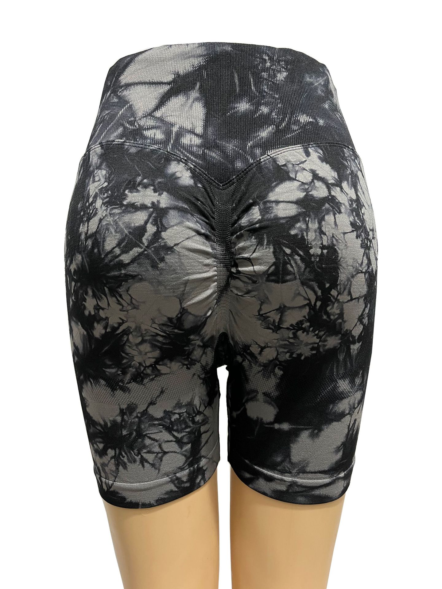 high waist tight hip-lifting high-elastic tie-dye yoga shorts-Multicolor NSXER131272