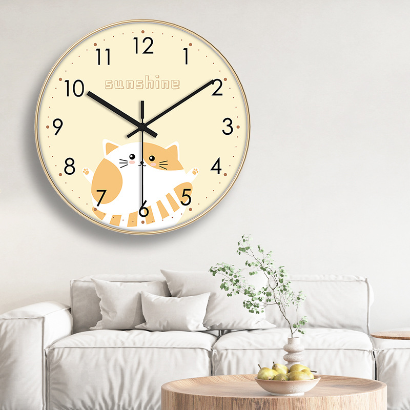 Fábrica personalizada al por mayor de dibujos animados para niños reloj creativo reloj de pared simple sala de estar dormitorio pared ponche-colgante de pelo libre image 4