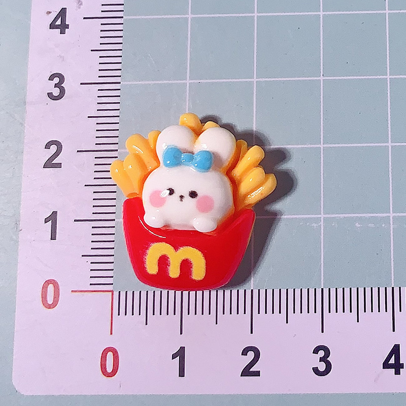 Nuevo oso de dibujos animados hamburguesas de alimentos para animales juegan accesorios de resina diy clip para el cabello de teléfono celular agujero de botón accesorios hechos a mano