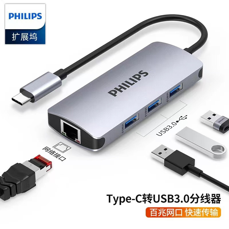 Adaptador del USB del teléfono móvil de la extensión del HDMI de la estación de acoplamiento de Philips typec para el ordenador portátil de Huawei Apple