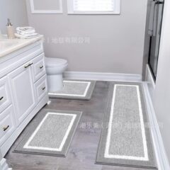 北欧模造カシミヤトイレマット3点セット純色シンプル玄関浴室吸水マット汚れ防止キッチンマット